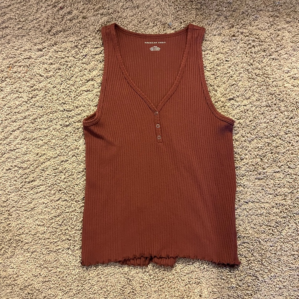 American Eagle burnt orange full length tank top, size L, super soft!